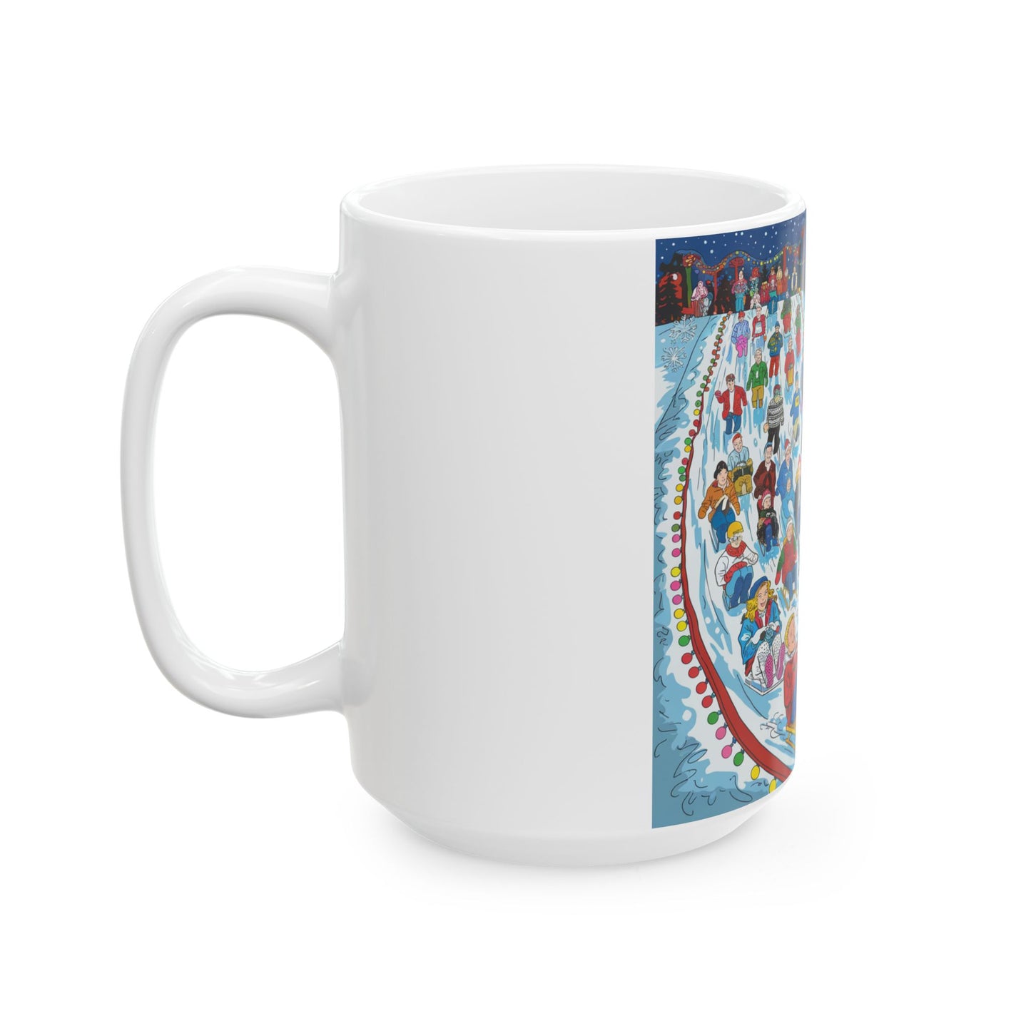 Winter Sledding Ceramic Mug - Cozy Holiday Drinkware (11oz, 15oz)