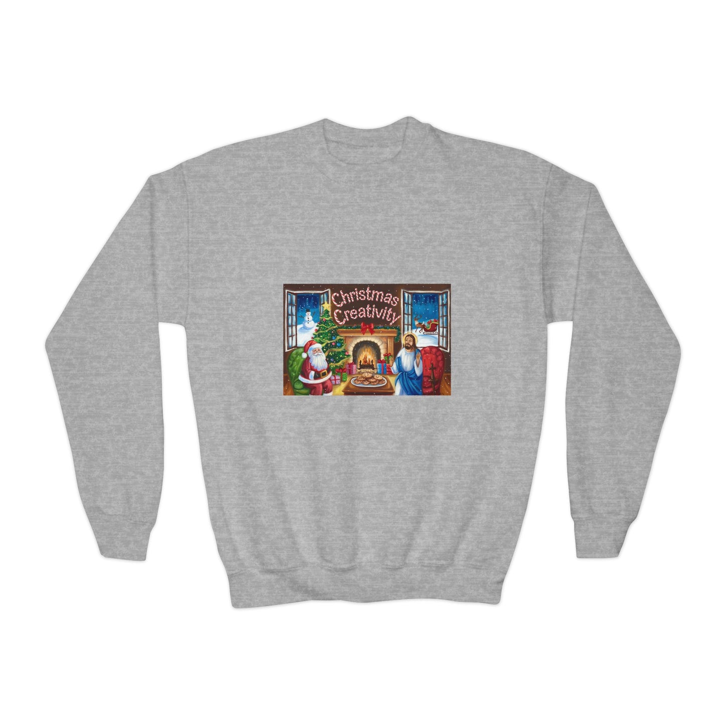 Youth Crewneck Sweatshirt - "Christmas Creativity" Cozy Holiday Sweatshirt