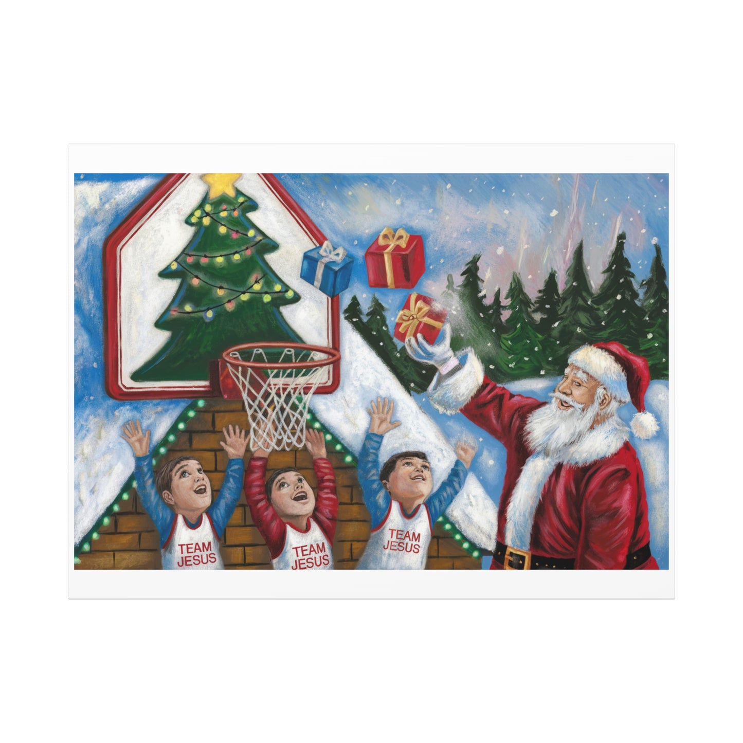 Christmas Team Jesus Canvas Wall Art - Holiday Decor