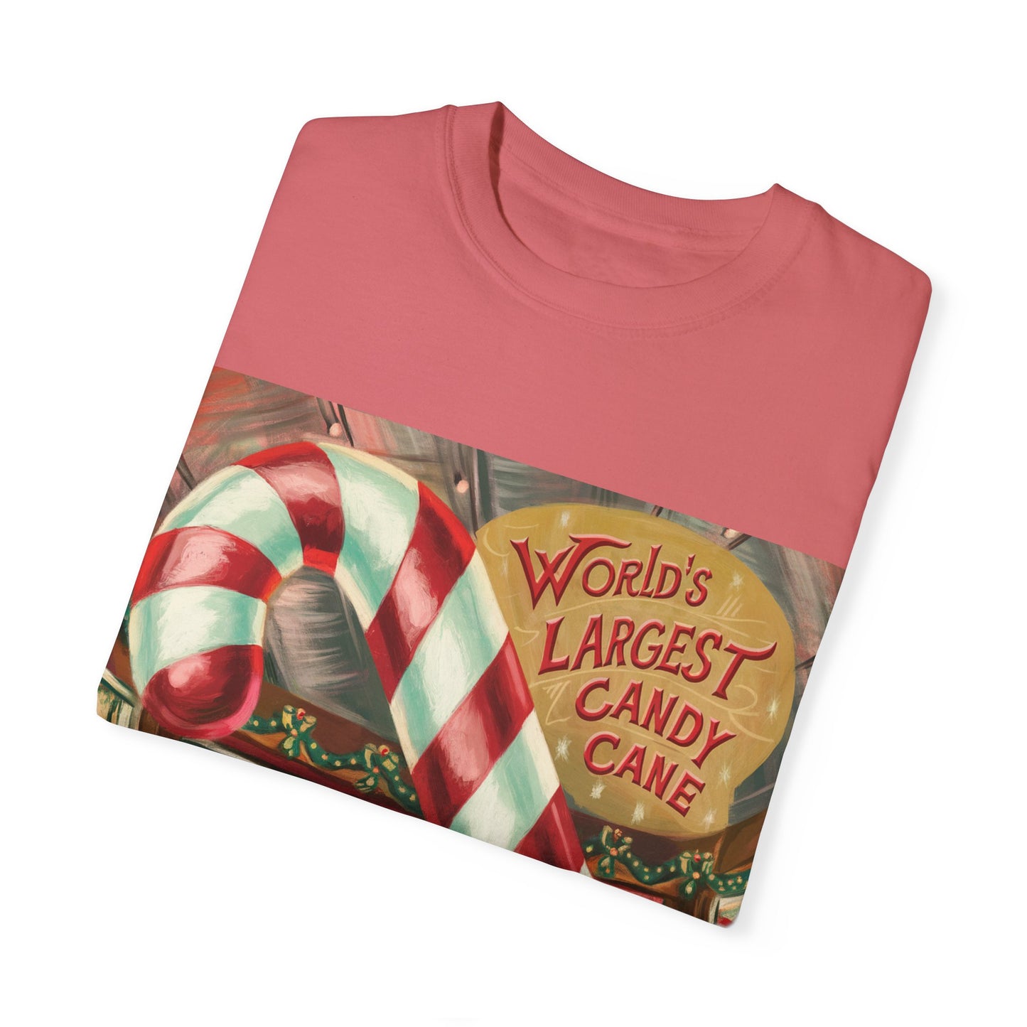 World's Largest Candy Cane Unisex Garment-Dyed T-Shirt