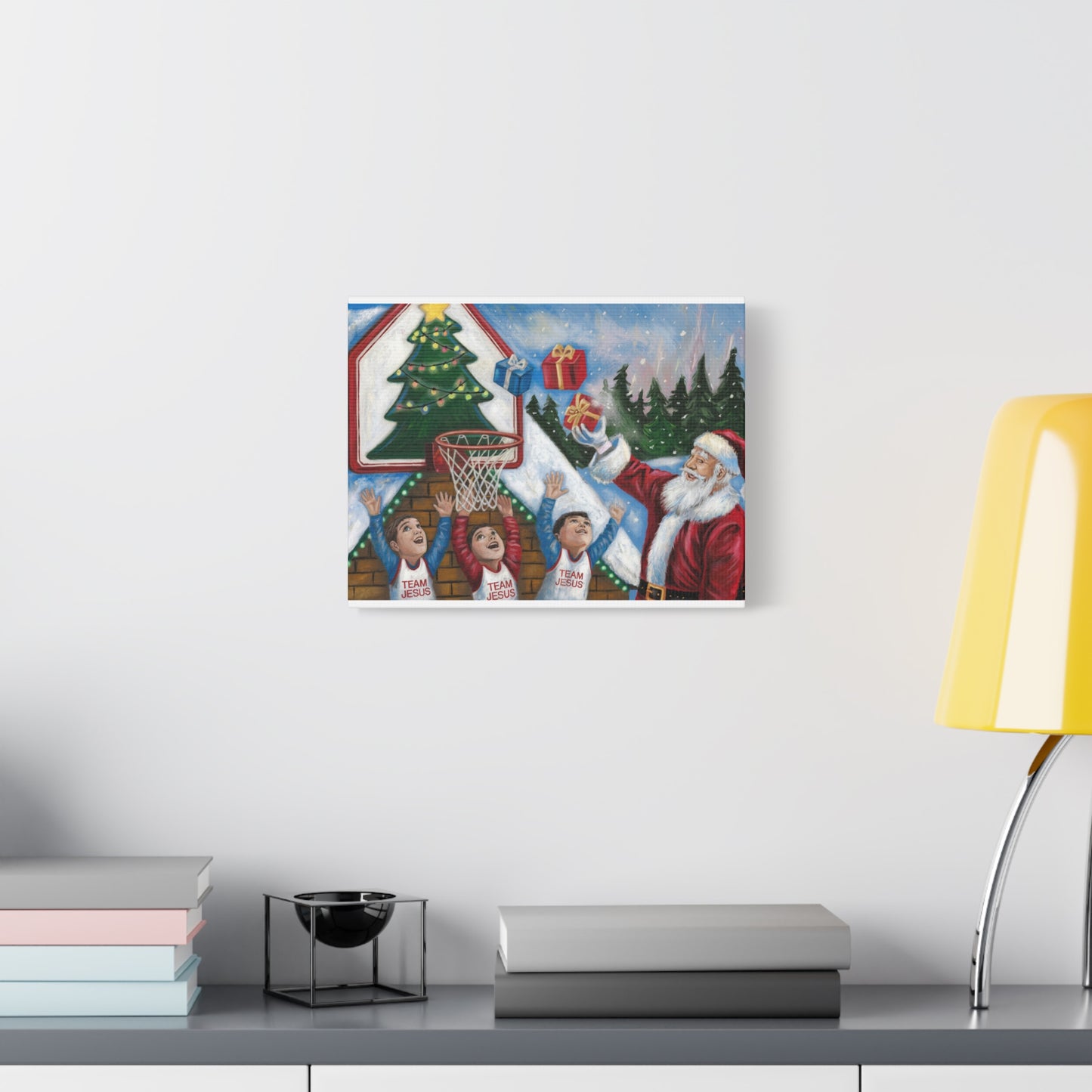 Christmas Team Jesus Canvas Wall Art - Holiday Decor