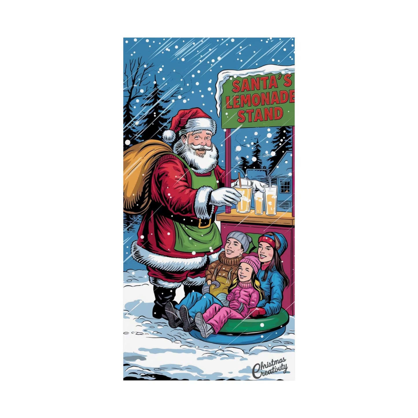 Santa's Lemonade Stand Holiday Poster - Festive Christmas Décor