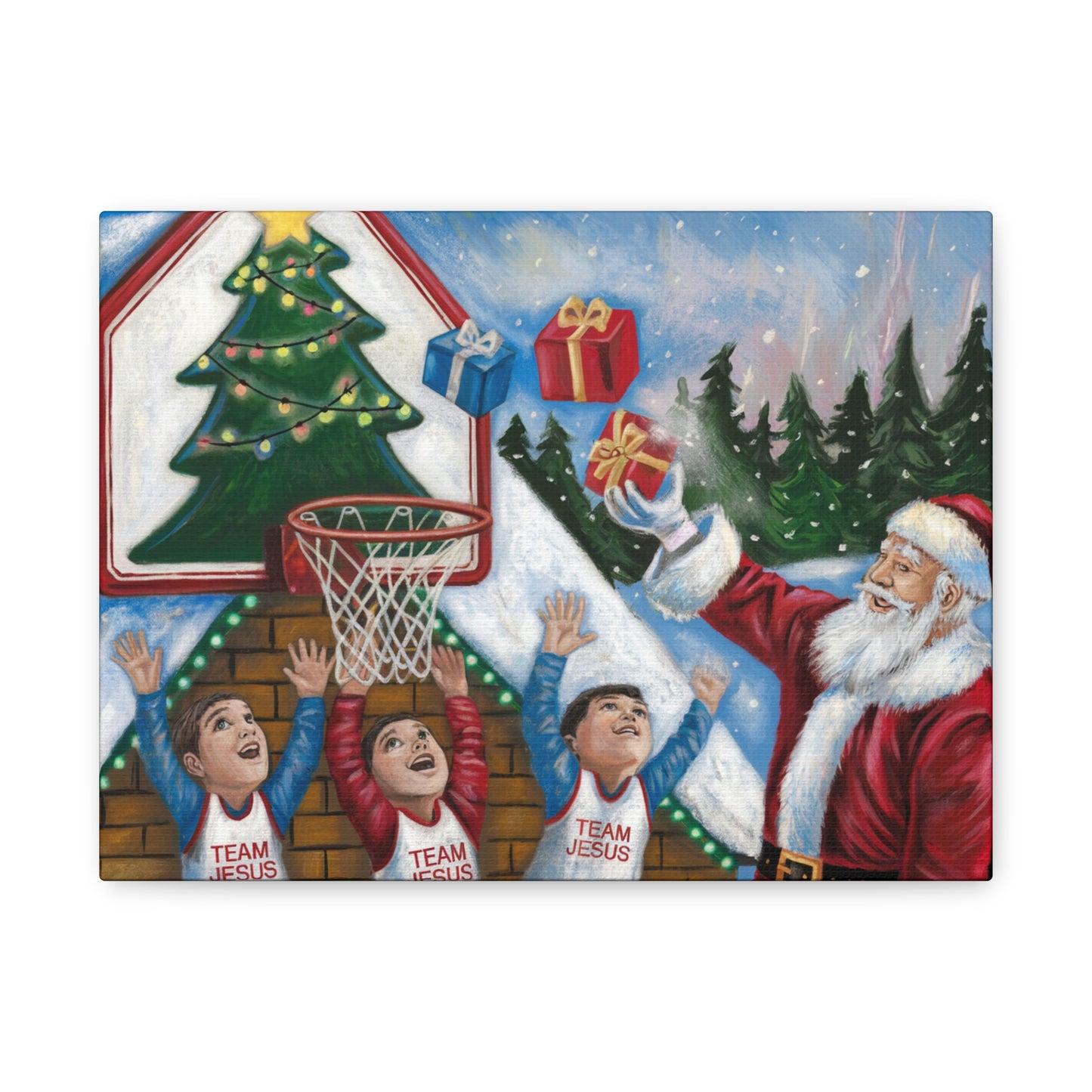 Christmas Team Jesus Canvas Wall Art - Holiday Decor