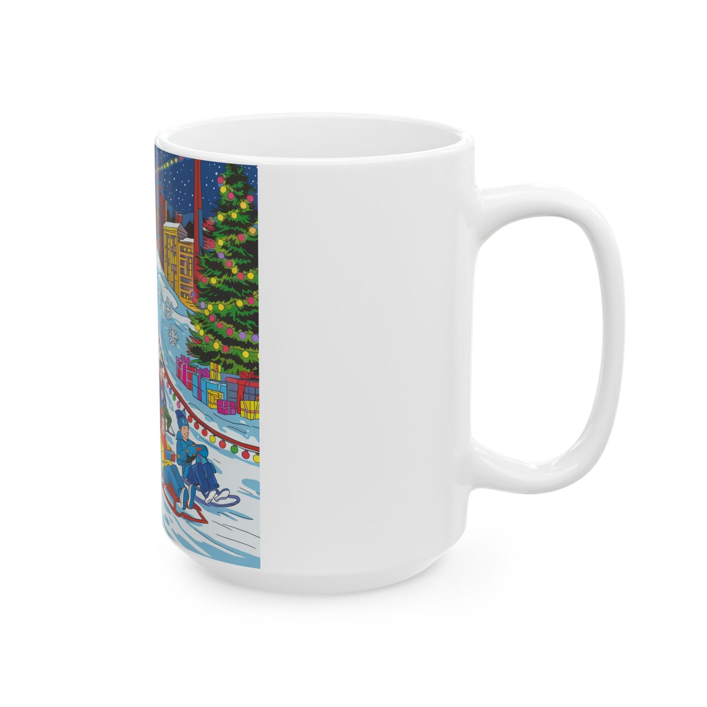 Winter Sledding Ceramic Mug - Cozy Holiday Drinkware (11oz, 15oz)