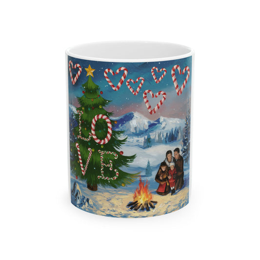 Holiday Love Candy Cane Hearts Ceramic Mug - 11oz & 15oz - Perfect Christmas Gift