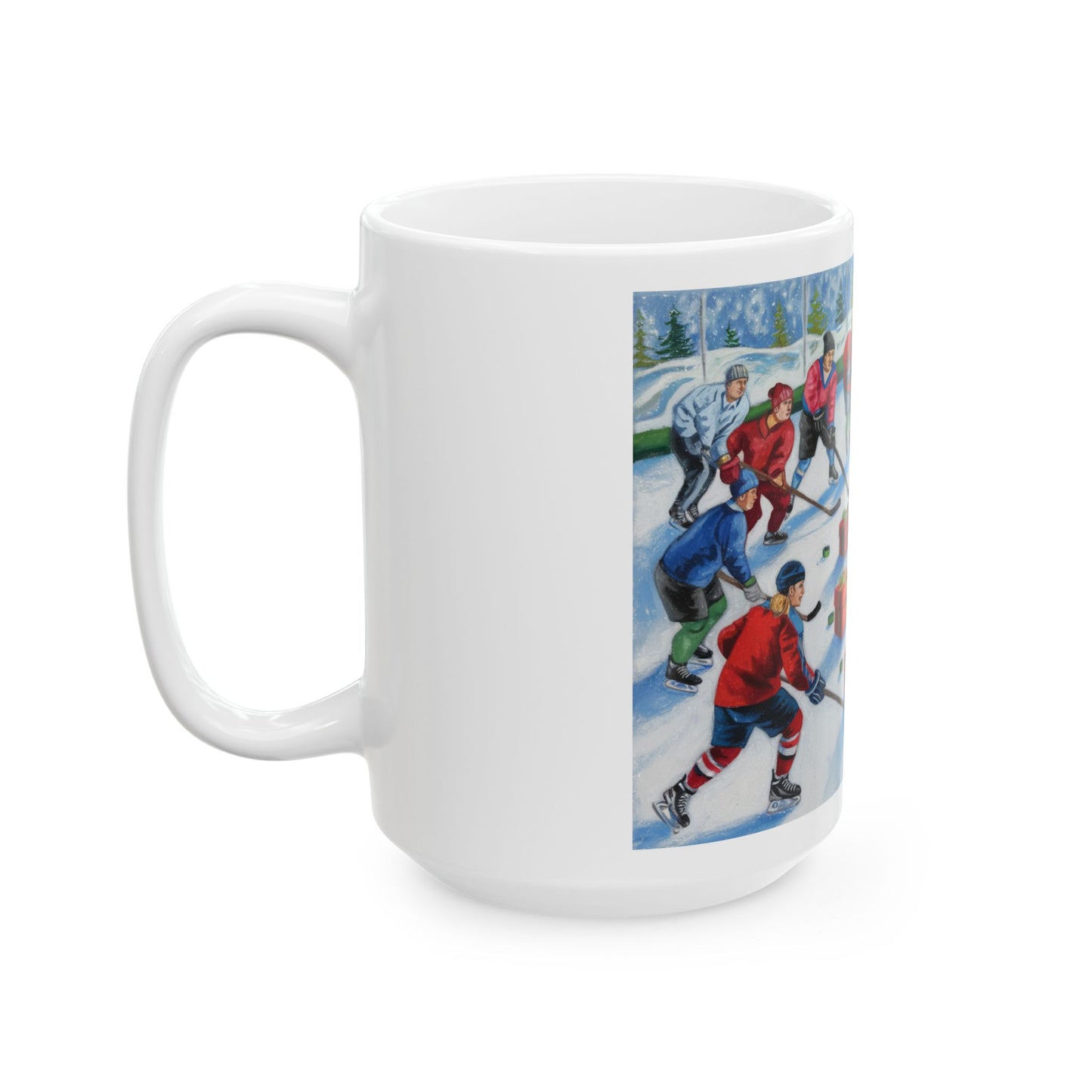 Vintage Holiday Hockey Ceramic Mug - 11oz & 15oz