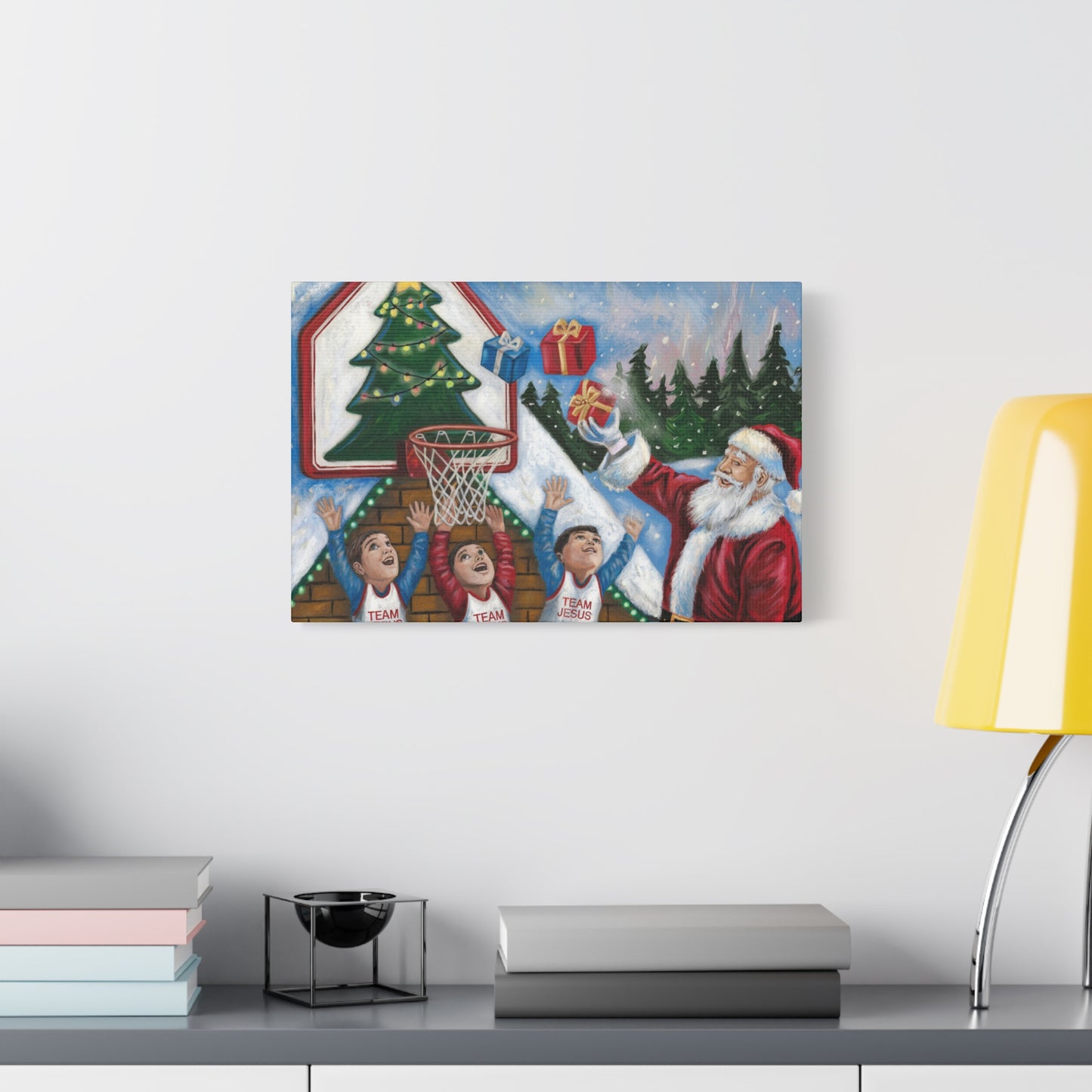 Christmas Team Jesus Canvas Wall Art - Holiday Decor