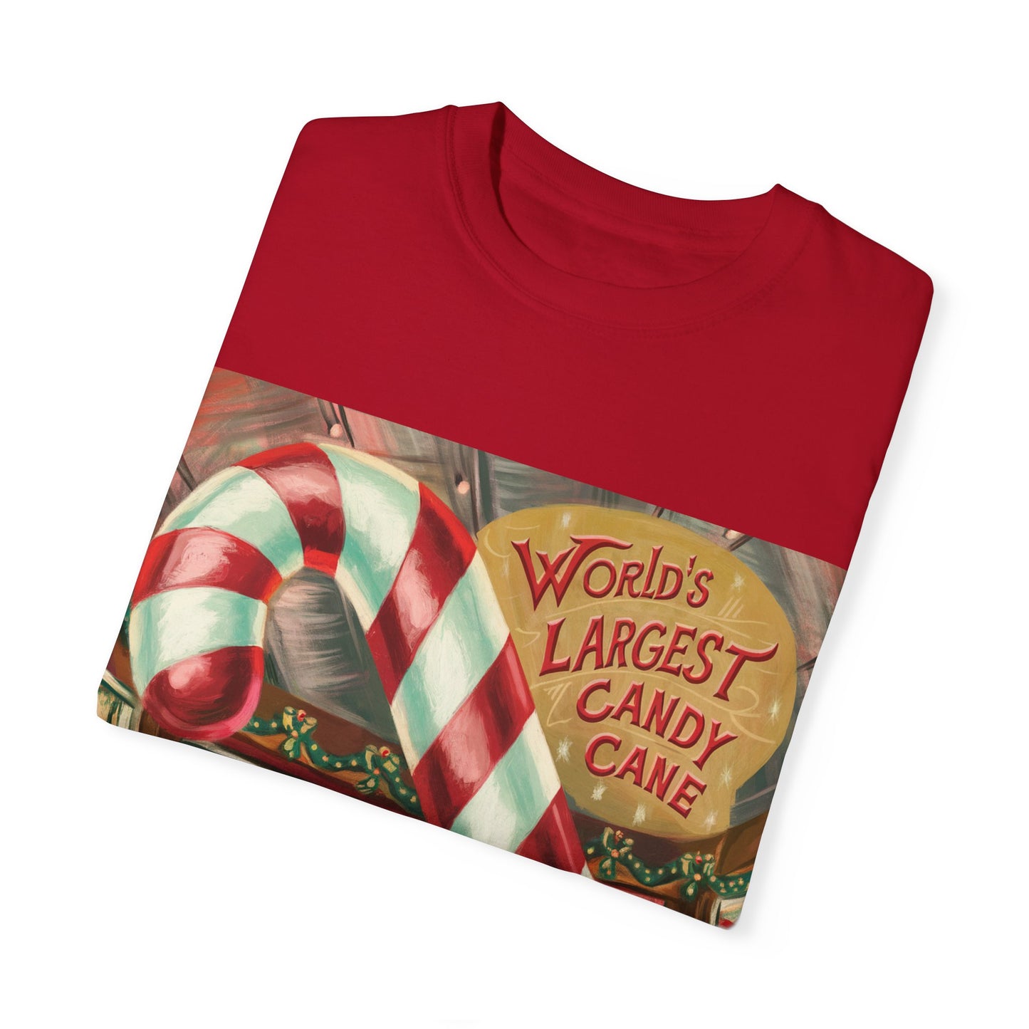 World's Largest Candy Cane Unisex Garment-Dyed T-Shirt