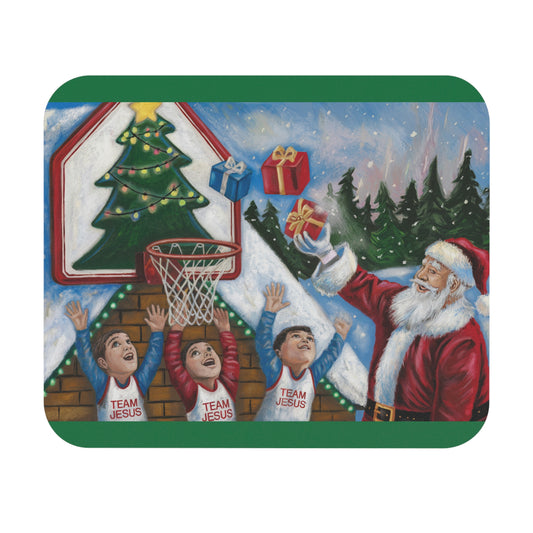 Festive Christmas Creativity Mouse Pad - Holiday Decor with Santa and Jesus