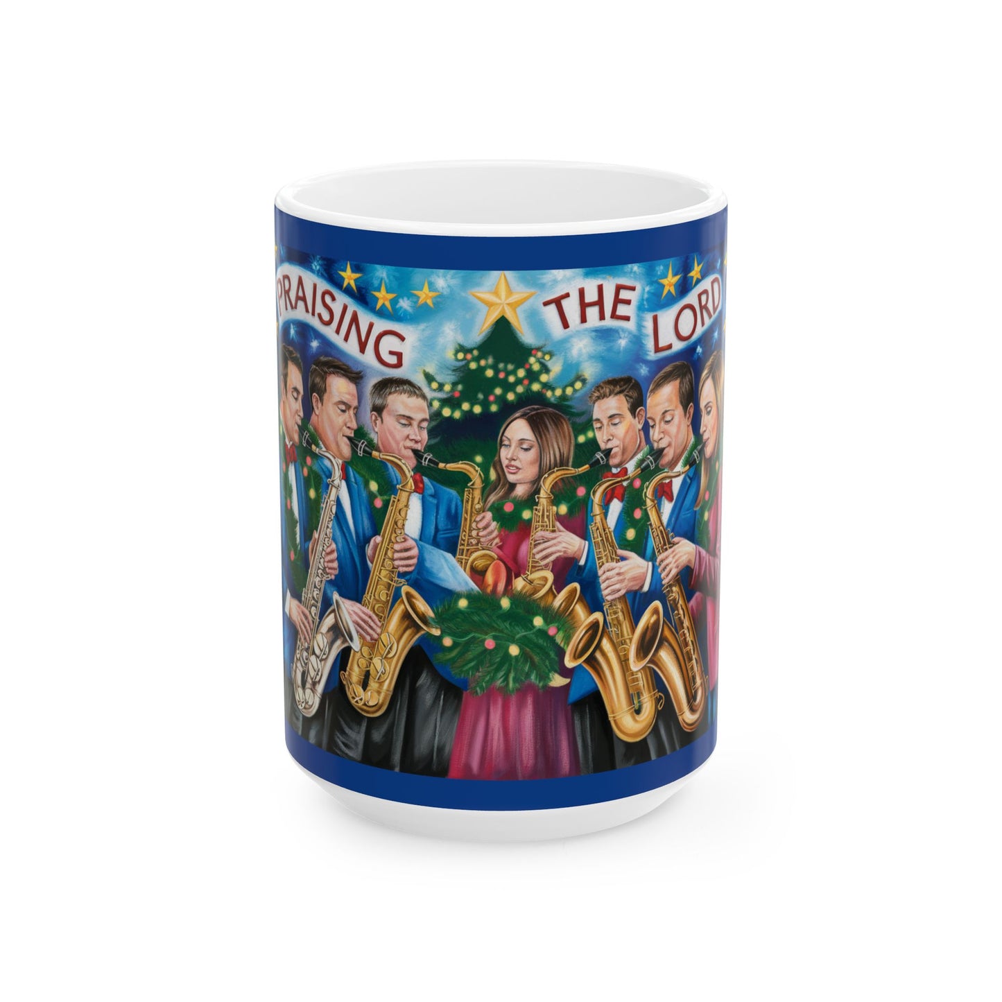 Praising the Lord Christmas Ceramic Mug - Festive 11oz & 15oz Coffee Cup for Holiday Cheer