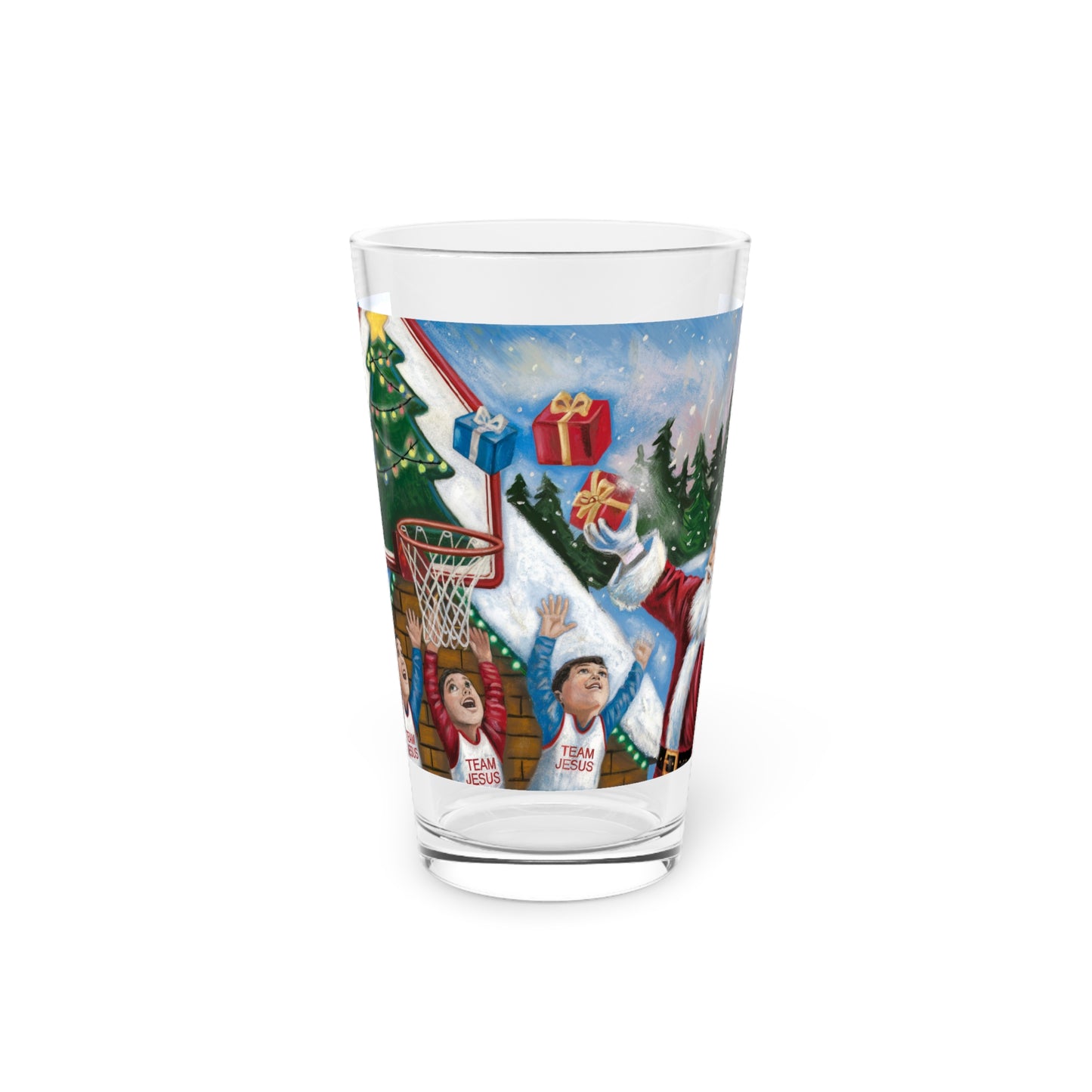 Festive Basketball Pint Glass - 16oz - Perfect for Holiday Gatherings