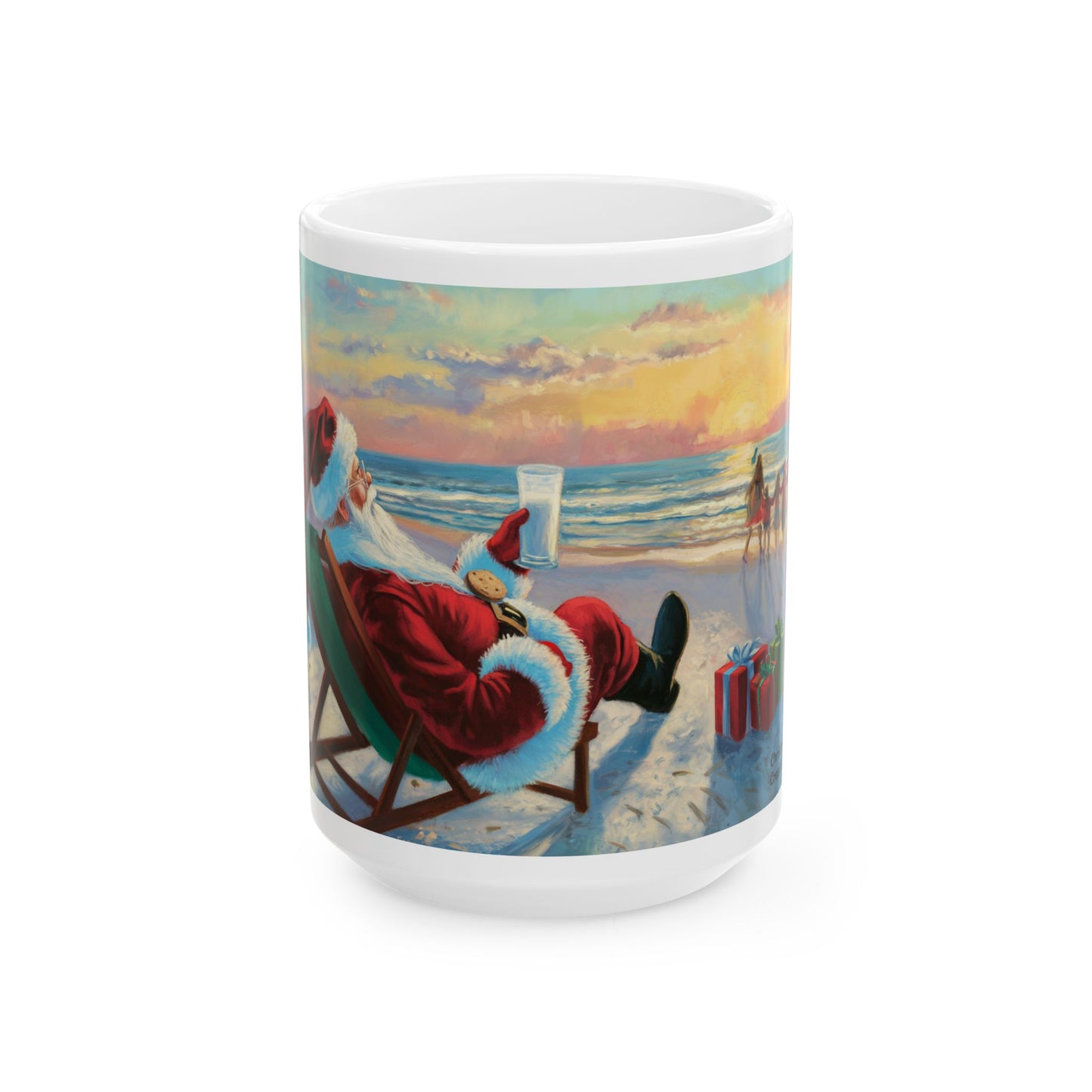 Beachy Santa Beach Chillin Ceramic Mug, (11oz, 15oz)