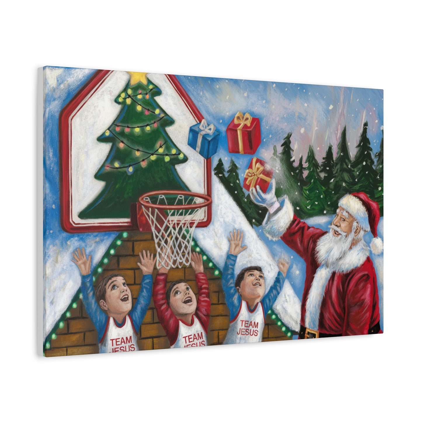 Christmas Team Jesus Canvas Wall Art - Holiday Decor