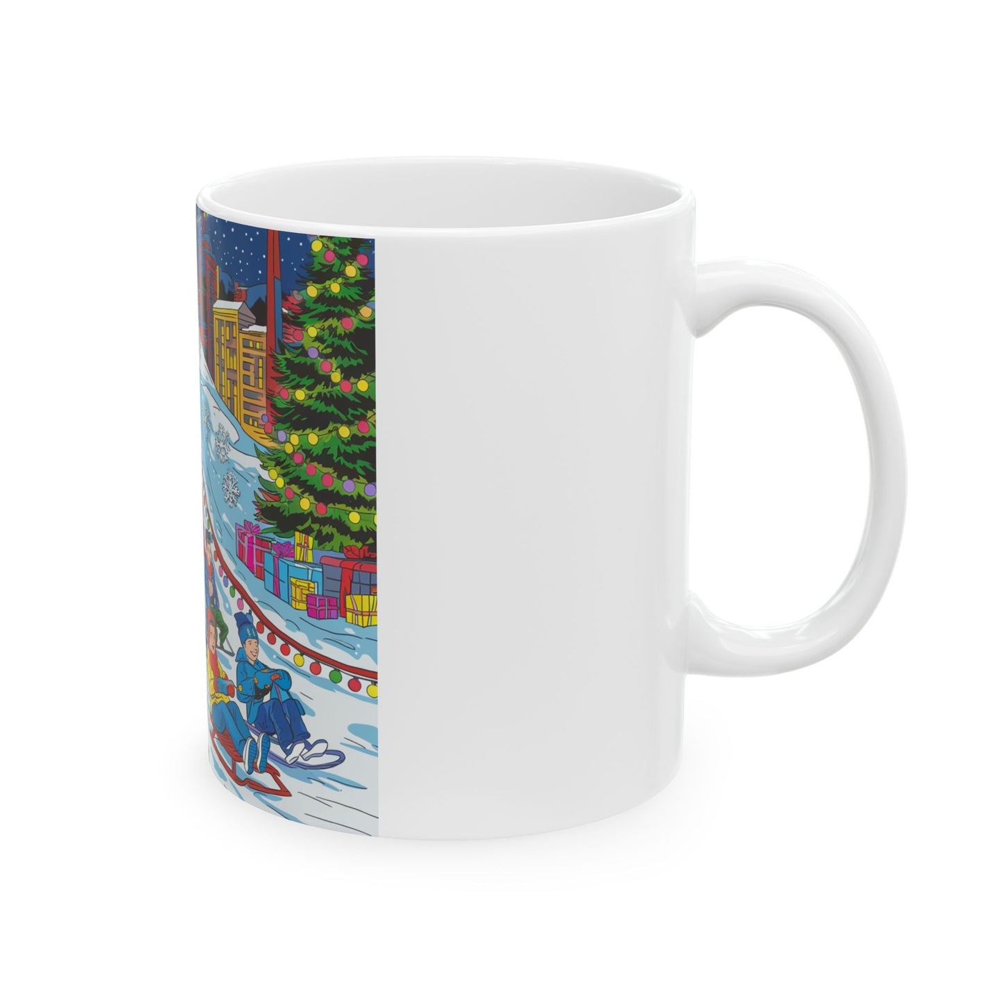 Winter Sledding Ceramic Mug - Cozy Holiday Drinkware (11oz, 15oz)