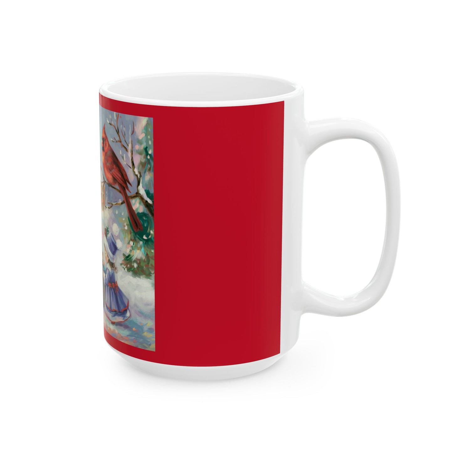 Whimsical Winter Cardinal Ceramic Mug - Holiday Gift for Bird Lovers