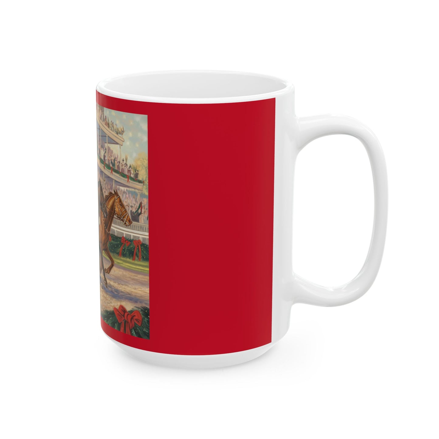 Festive Horse Racing Ceramic Mug - Perfect for Holiday Cheer & Gift Giving