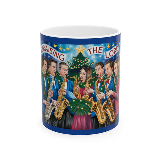 Praising the Lord Christmas Ceramic Mug - Festive 11oz & 15oz Coffee Cup for Holiday Cheer