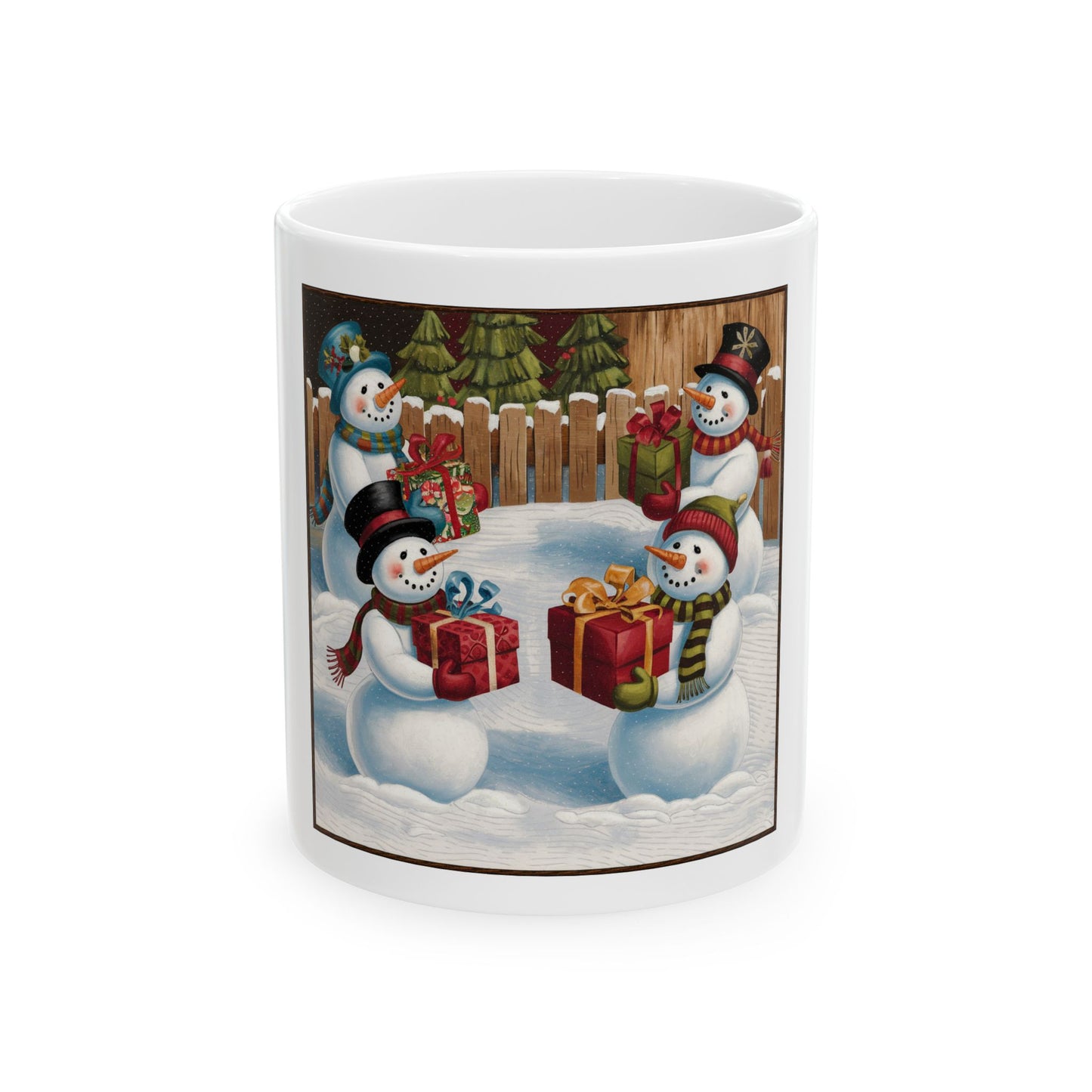 Festive Snowman Ceramic Mug for Holiday Cheer (11oz, 15oz)