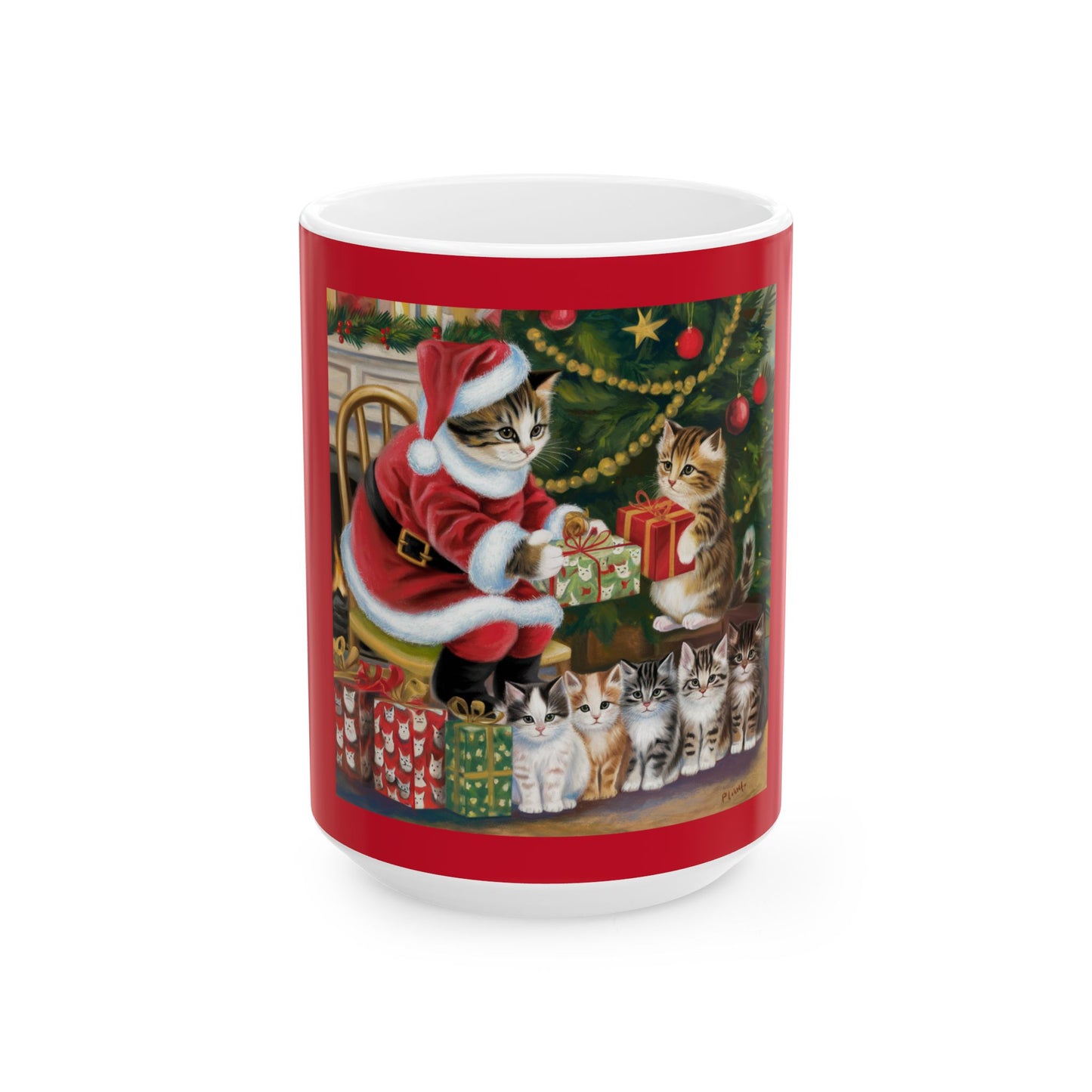 Festive Cat Christmas Mug - Cute Holiday Gift for Cat Lovers/ Cat Santa