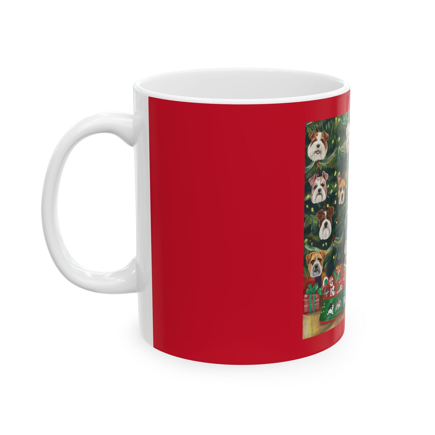 Festive Dog Lover's Ceramic Mug - Perfect for Holiday Cheer/ Old Man with His Dog and Doggy Ornaments