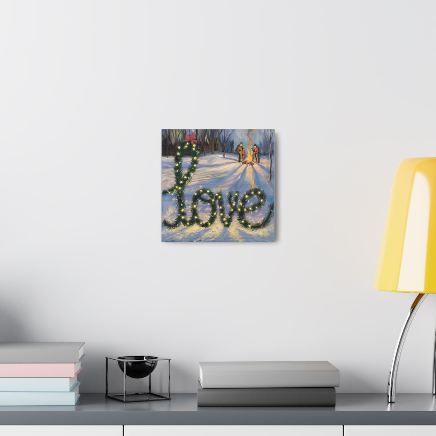 Holiday Canvas Gallery Wrap: 'Love' Winter Scene Art