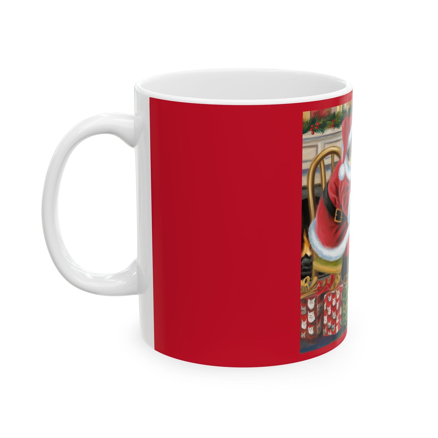 Festive Cat Christmas Mug - Cute Holiday Gift for Cat Lovers/ Cat Santa