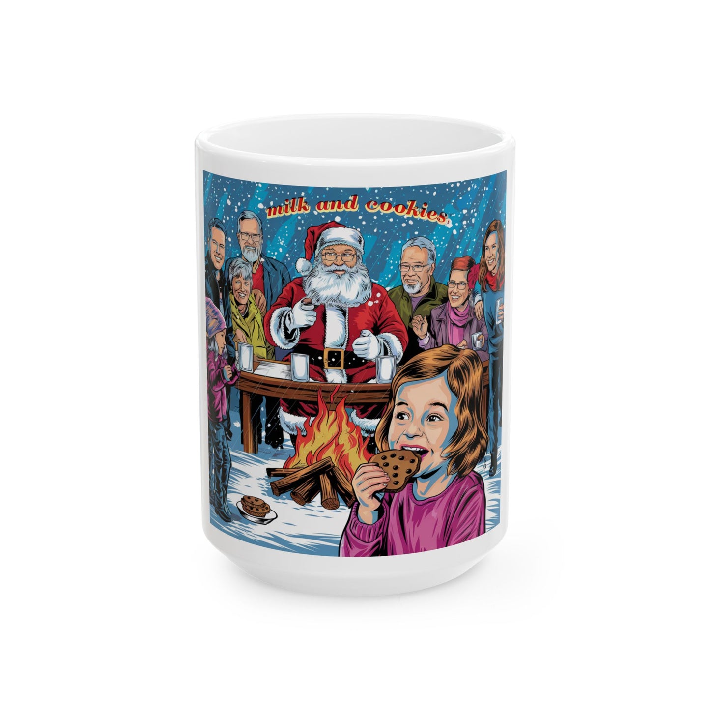 Festive Santa Ceramic Coffee Mug - Milk and Cookies Design (11oz & 15oz)