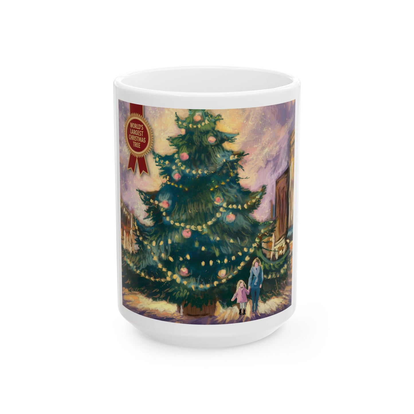 Festive Holiday Ceramic Mug - World's Largest Christmas Tree Design (11oz, 15oz)