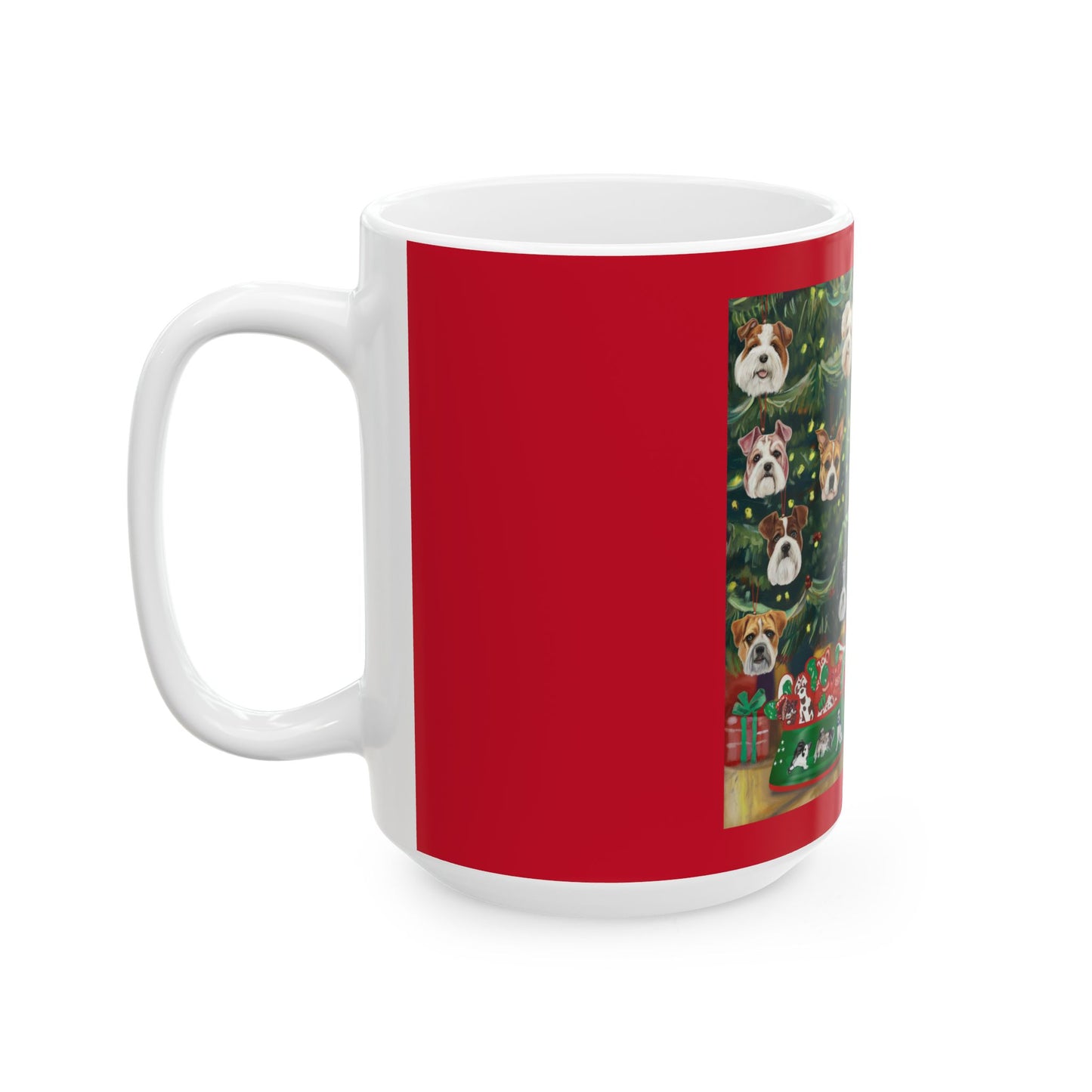 Festive Dog Lover's Ceramic Mug - Perfect for Holiday Cheer/ Old Man with His Dog and Doggy Ornaments