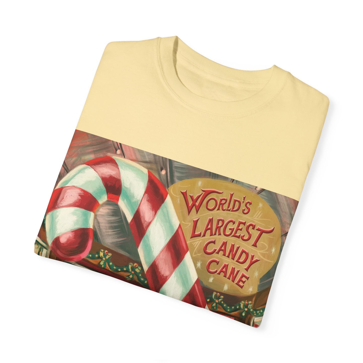 World's Largest Candy Cane Unisex Garment-Dyed T-Shirt