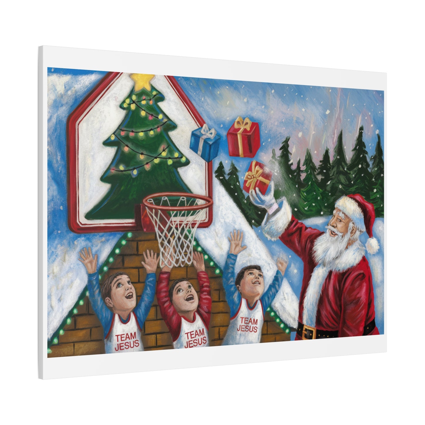 Christmas Team Jesus Canvas Wall Art - Holiday Decor