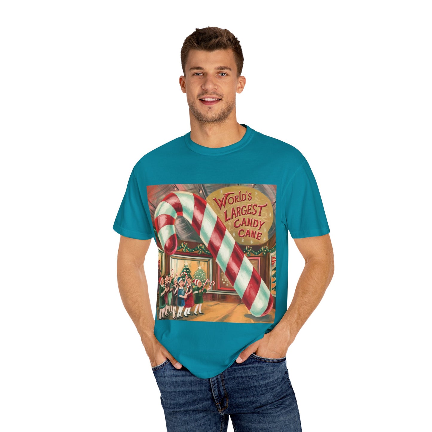 World's Largest Candy Cane Unisex Garment-Dyed T-Shirt