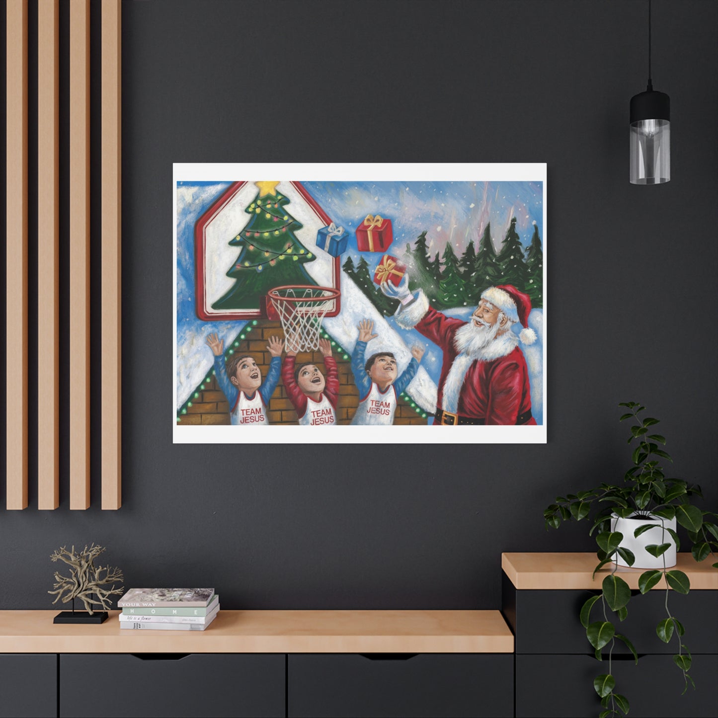 Christmas Team Jesus Canvas Wall Art - Holiday Decor