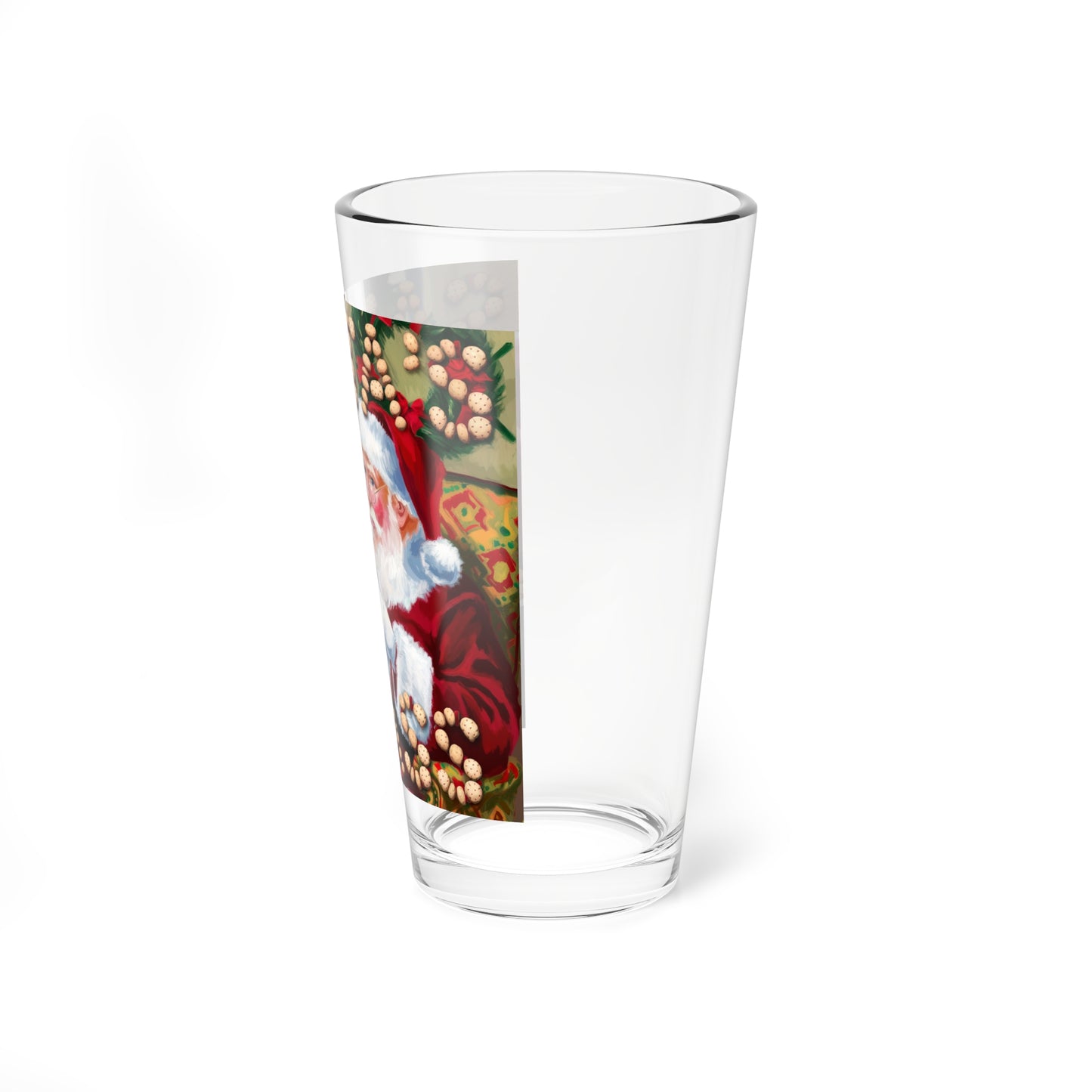 "Santa's Milk Glass" Christmas Santa Mixing Glass - 16oz Holiday Drinkware