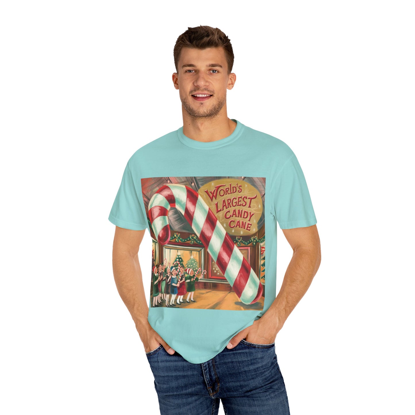 World's Largest Candy Cane Unisex Garment-Dyed T-Shirt