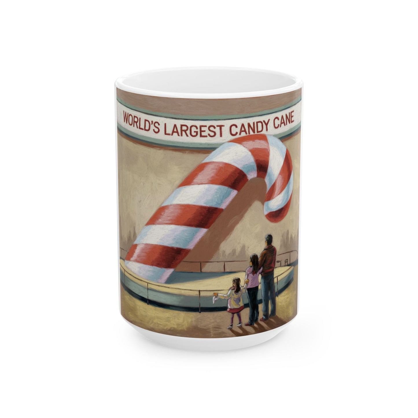 World's Largest Candy Cane Ceramic Mug - Festive Holiday Gift for Hot Beverages