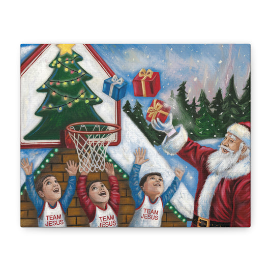 Christmas Team Jesus Canvas Wall Art - Holiday Decor