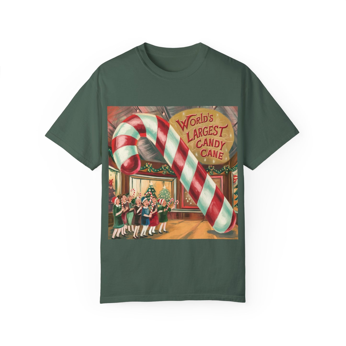 World's Largest Candy Cane Unisex Garment-Dyed T-Shirt