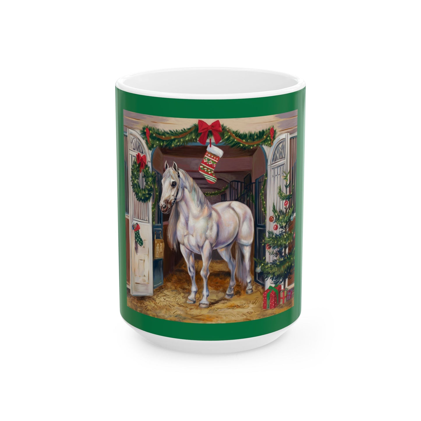 Christmas Horse Ceramic Mug - Festive Holiday Drinkware