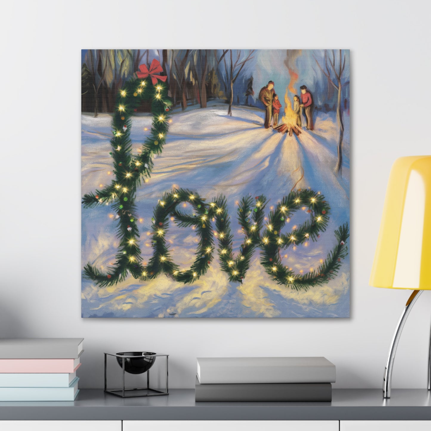 Holiday Canvas Gallery Wrap: 'Love' Winter Scene Art