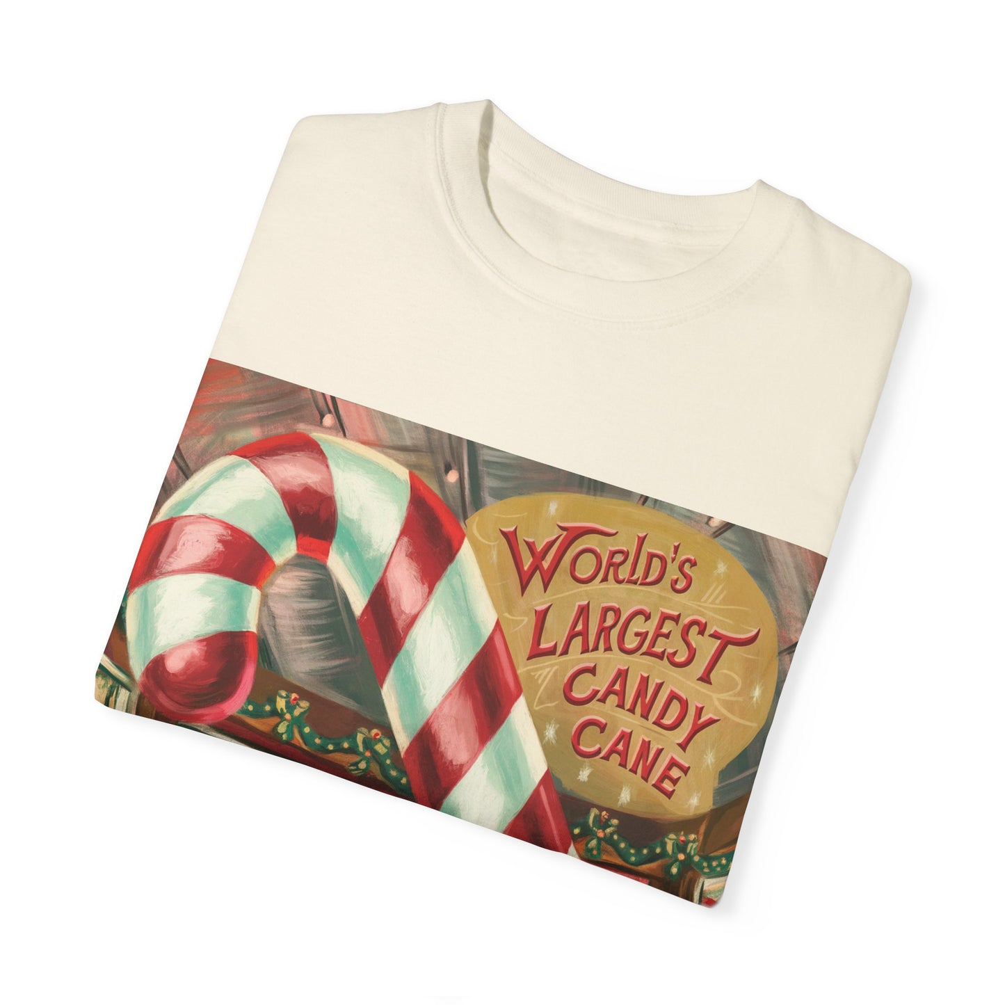 World's Largest Candy Cane Unisex Garment-Dyed T-Shirt