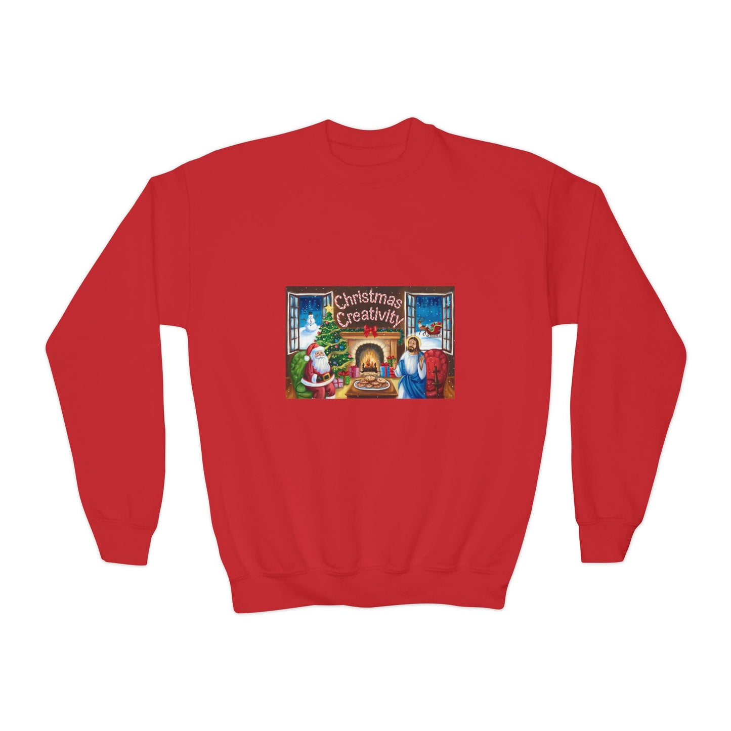 Youth Crewneck Sweatshirt - "Christmas Creativity" Cozy Holiday Sweatshirt