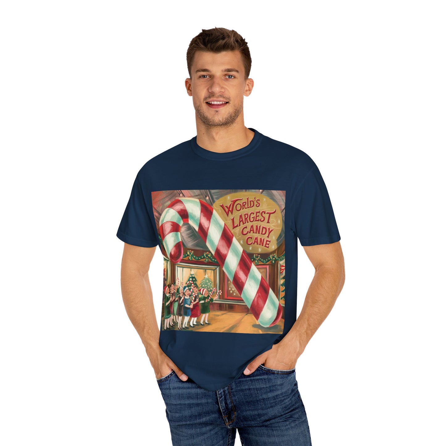 World's Largest Candy Cane Unisex Garment-Dyed T-Shirt