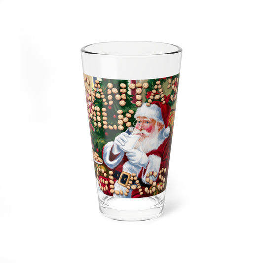 "Santa's Milk Glass" Christmas Santa Mixing Glass - 16oz Holiday Drinkware