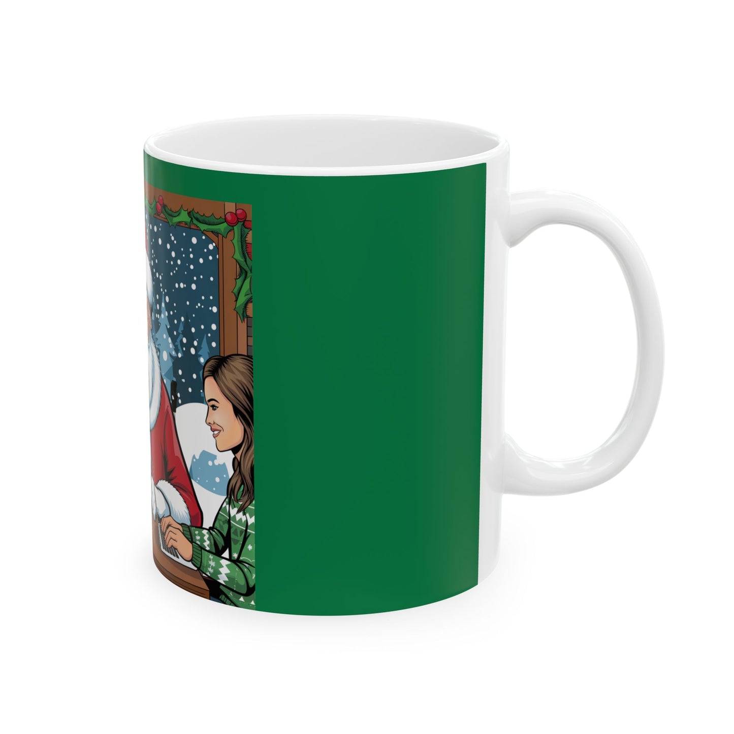 Christmas Creativity Santa Coffee Shop Laptop Ceramic Mug, (11oz, 15oz)