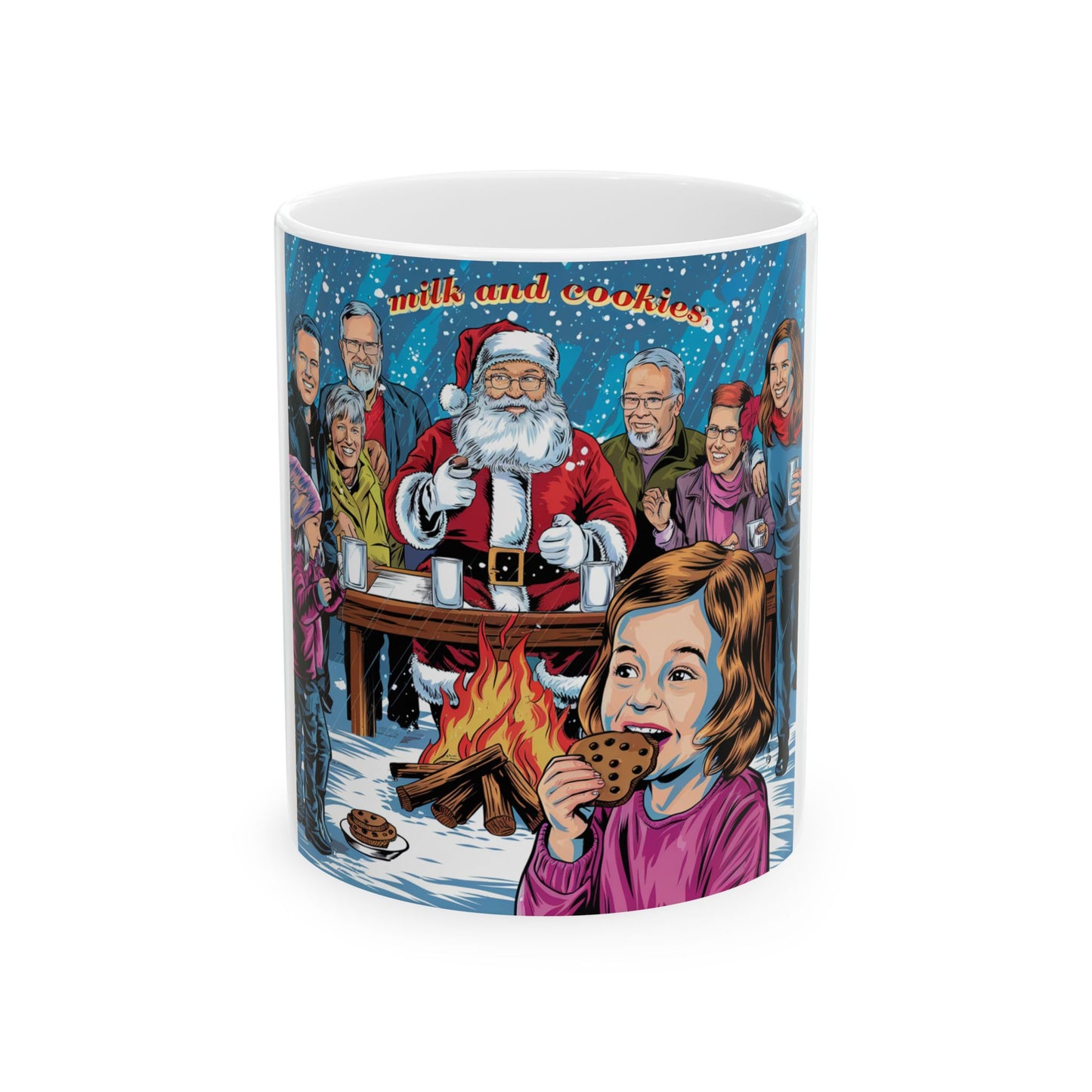 Festive Santa Ceramic Coffee Mug - Milk and Cookies Design (11oz & 15oz)