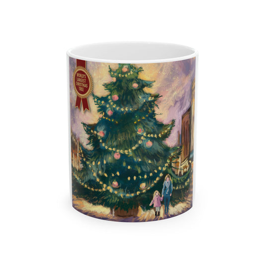 Festive Holiday Ceramic Mug - World's Largest Christmas Tree Design (11oz, 15oz)