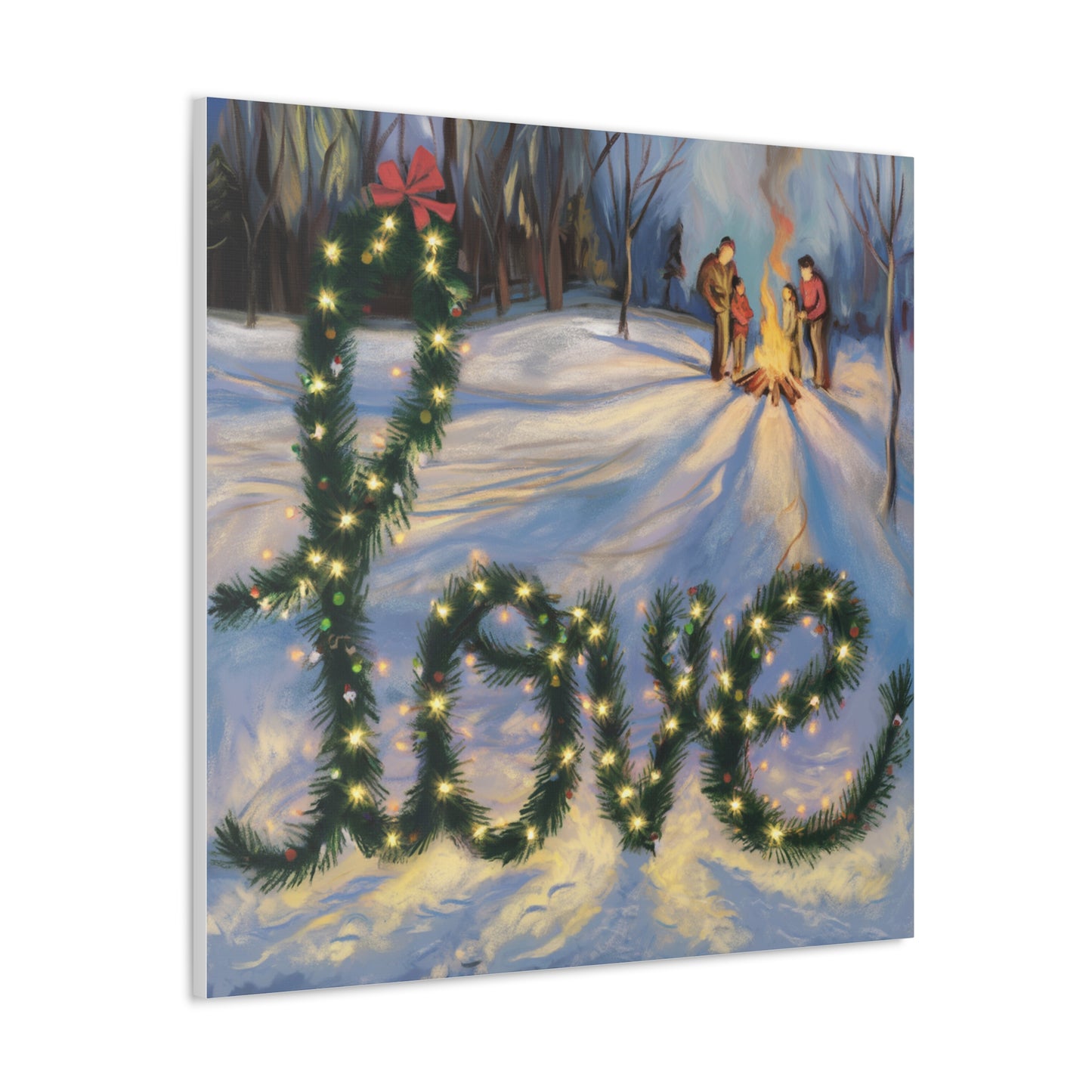 Holiday Canvas Gallery Wrap: 'Love' Winter Scene Art