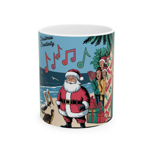 Christmas Creativity Santa on the Beach Ceramic Mug, (11oz, 15oz)