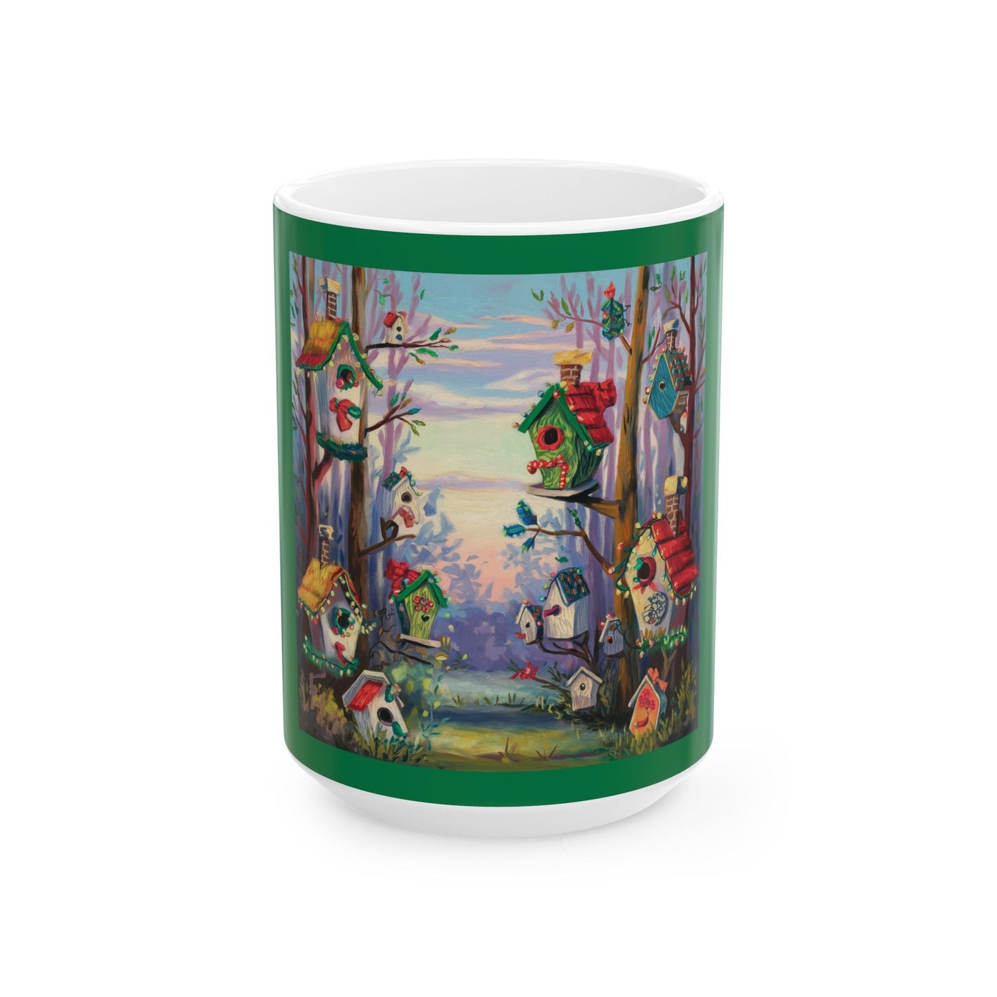 Whimsical Creative Christmas Birdhouse Ceramic Mug - Perfect Gift for Garden/Bird Lovers